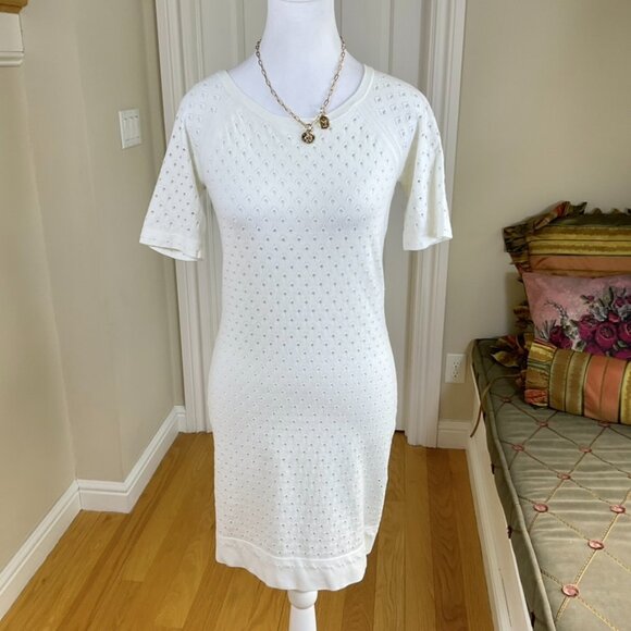 Rag & Bone Dress Gianna Open Weave Knit Short Sleeve Round Neck Lined (S) - Picture 1 of 8
